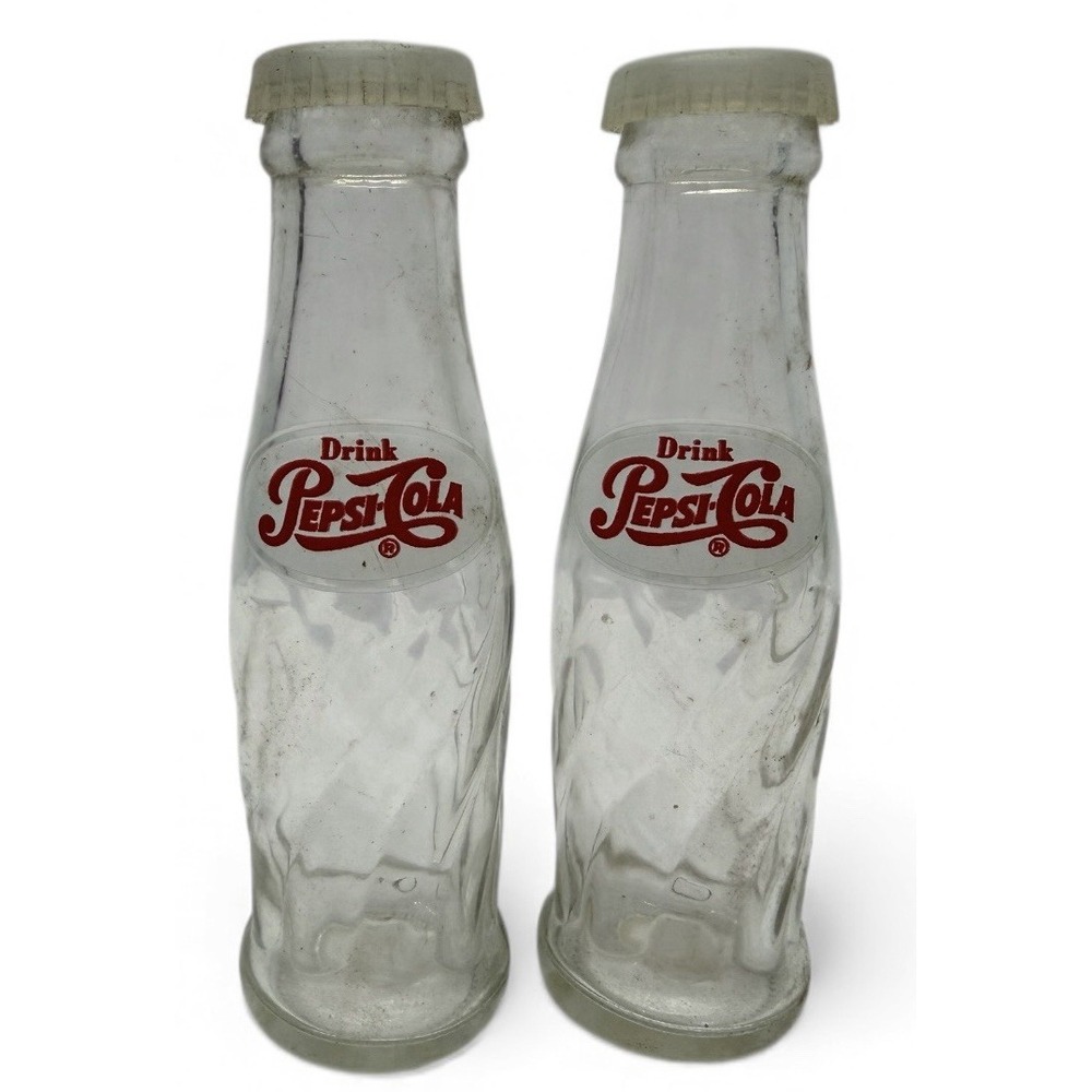 "Drink Pepsi Cola" Vintage Glass Pepsi Bottle Salt and Pepper Shakers